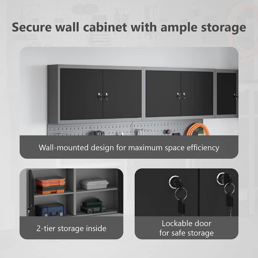Amazon.co.jp: vidaXL ツールキャビネット 棚で ストレージ付き 黒と